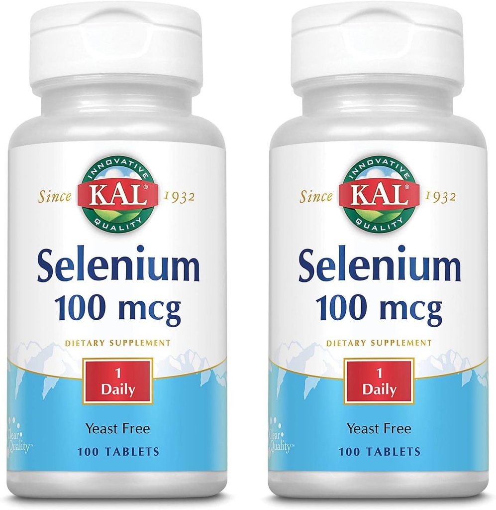 KAL 100 Mcg Selenium Yeast Kostenlose Tablets, 100 Count | Pack von 2