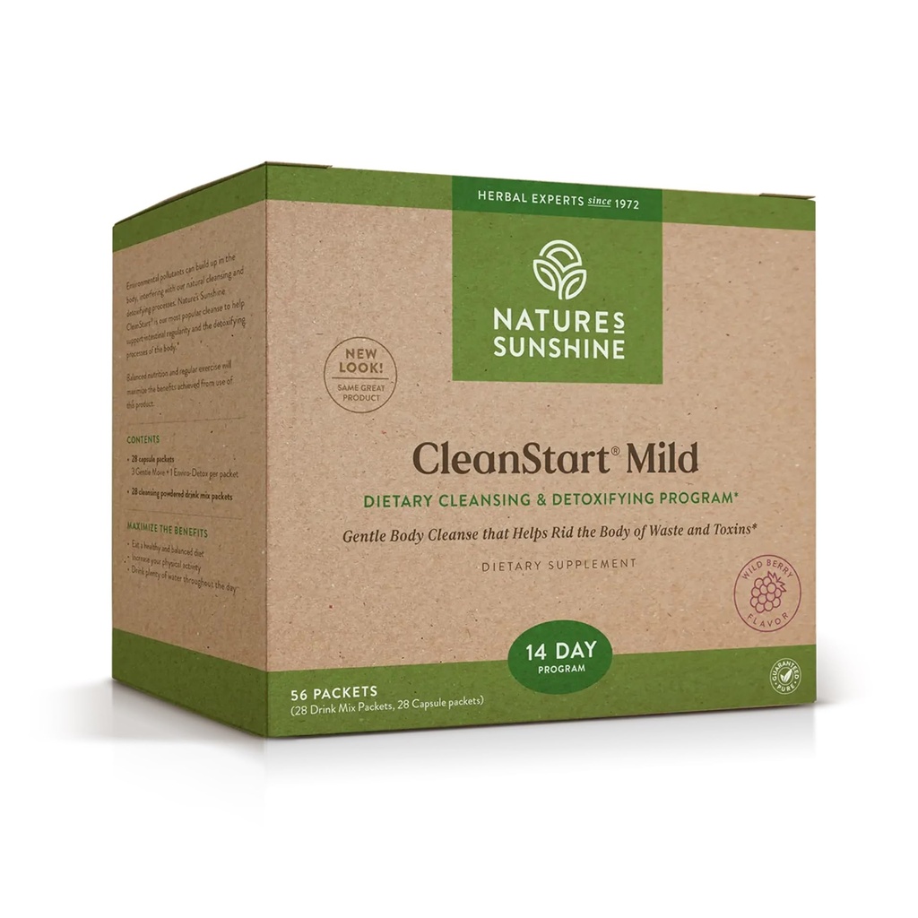 Nature's Sunshine CleanStart Mild, 56 Packungen | Leistungsstarke Kräuterdetox, die natürliche, tägliche Reinigung von Abfällen aus dem Körper unterstützt
