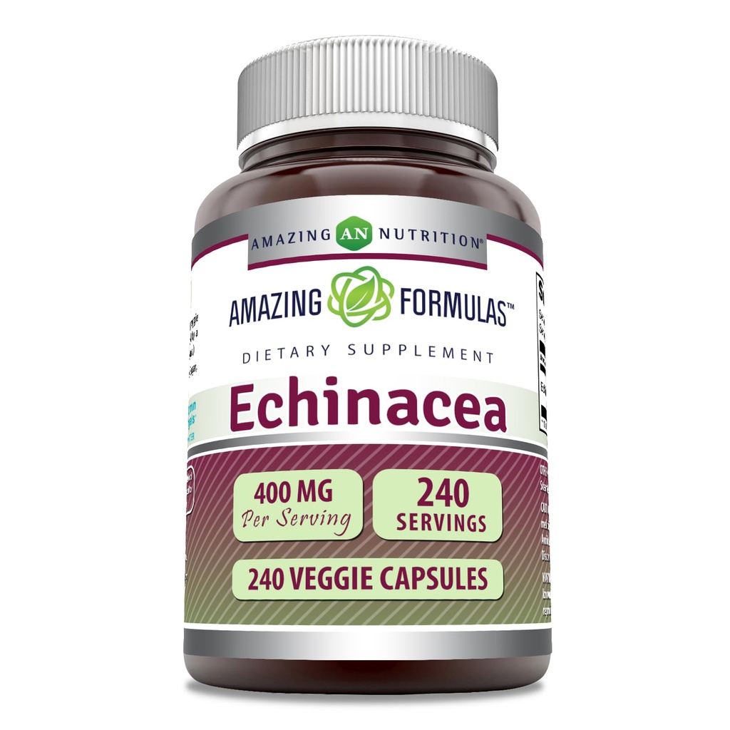 Formules étonnantes Supplément Echinacea de 400 Mg par portion de 240 Capsules Veggies de 250 mg de Gluten-Free