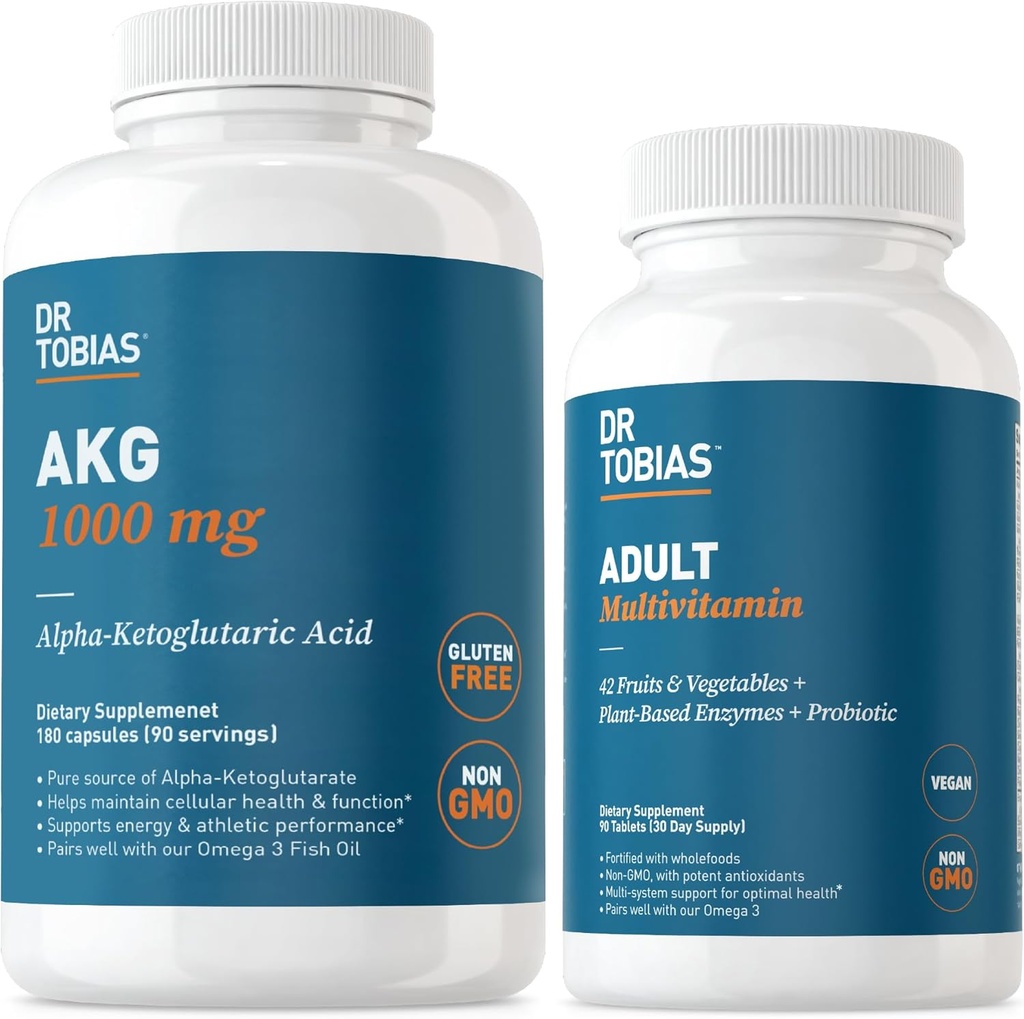 Dr. Tobias AKG Supplement & Adult Multivitamin - Umfassende Cellular Energy & Nährstoffe Unterstützung für allgemeine Wellness und Vitalität, Vegan, Non-GMO