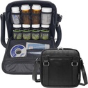 Moyenne 2-en-1 Organisateur de bouteille de pilule, Purse en cuir PU pour les femmes, Sac de médecine, Cas, Transporteur pour les médicaments, Organisateur de médecine de voyage, Sac Med - Noir (Sans serrure)