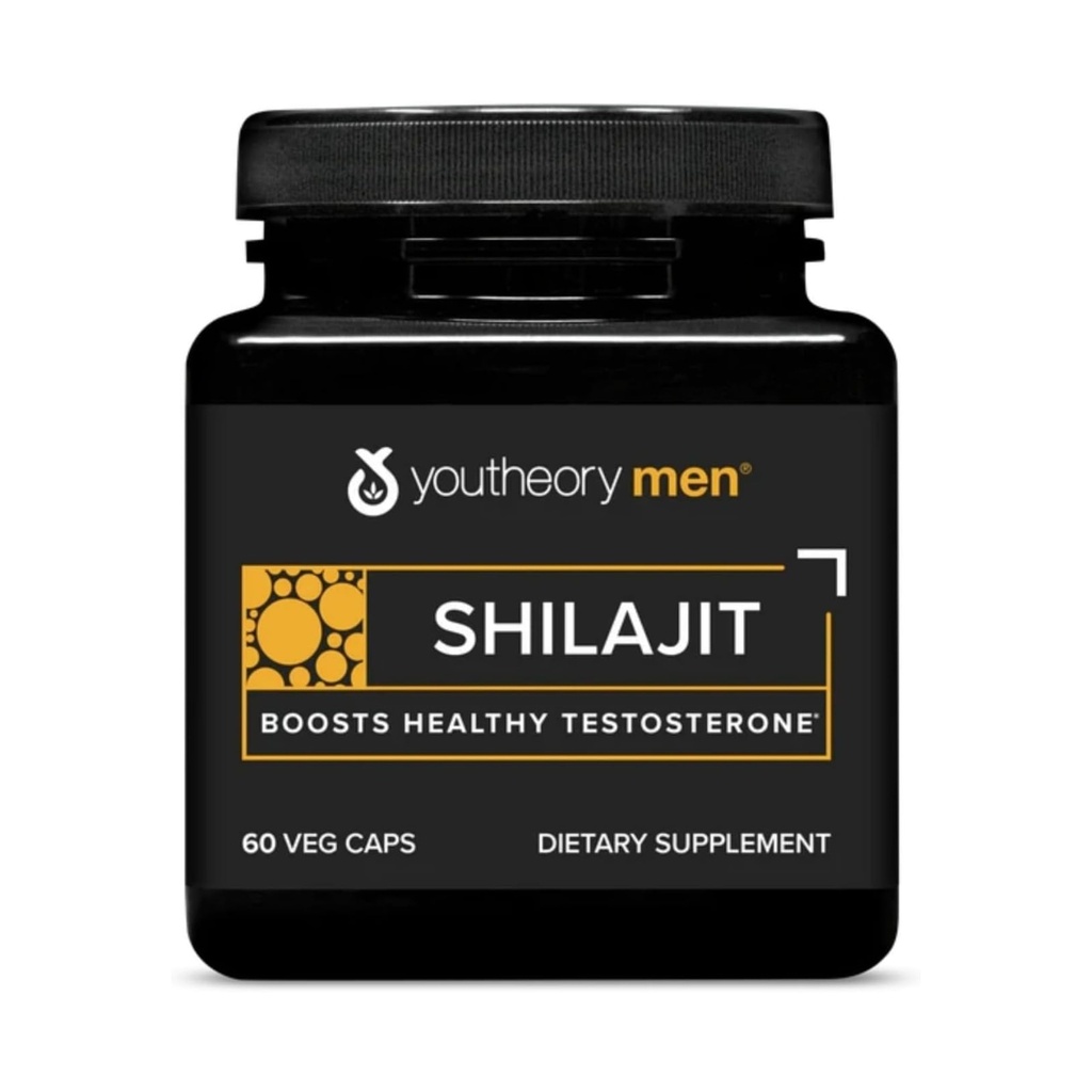 Youtheory Men's Shilajit - 250 mg Shilajit Capsule - Integratore di energia - Supporta Stamina & Endurance* - Gluten, Dairy & Soy Free - 60 Veg Capsule