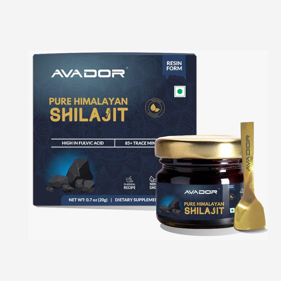 AVADOR 20 Gramm Himalayan Shilajit Resin 20gm | 0.7oz mit 85+ Trace Minerals | Hohe Fulvic Säure (Includes Free Spoon)