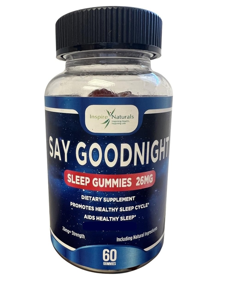 Say Goodnight Melatonin Gummies - Melatonin 2mg, Passionflower, Maggio Promuove un ciclo di sonno sano, Forma non-Habit, Ingredienti naturali, Può Aiutare Calma & Relax The Body, 60 Gummies