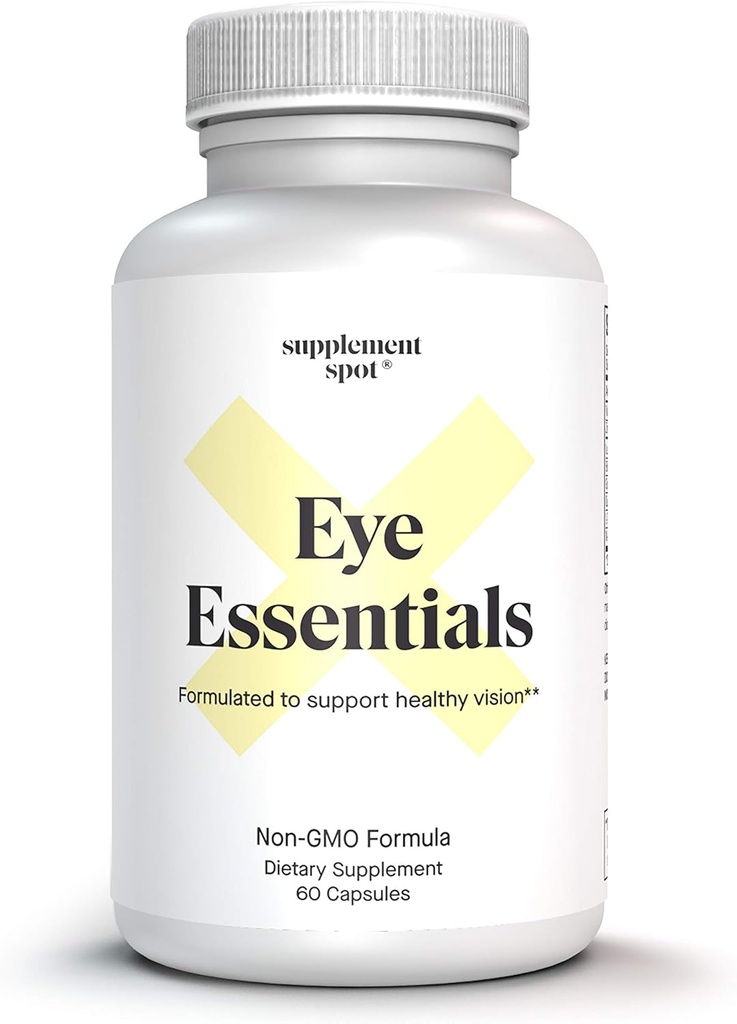 Eye Essentials for Adults – Vitamins & Multi Minerals Supplement w/Vitamin A, Bilberry Extract, Zinc & Antioxidants for Eye Health (60 Caps.)