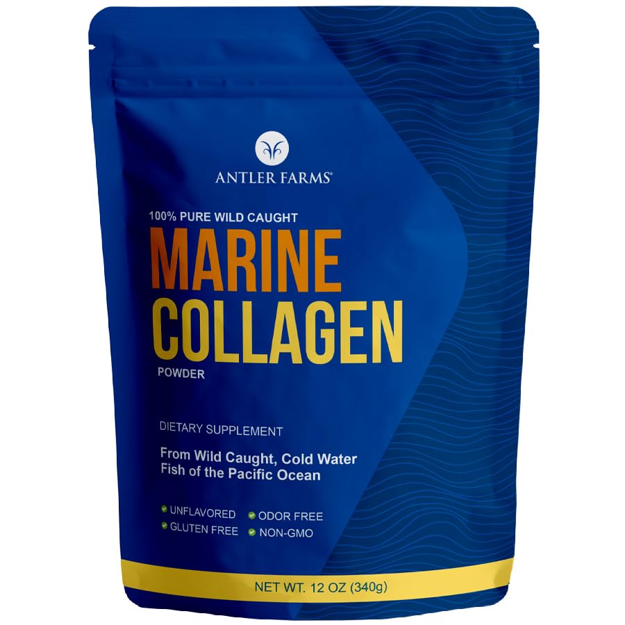 Geweihfarmen - 100% reines, sauberes Meereskollagenpulver aus wild gefangenem Pacific Snapper, 12 Unzen - löslich in heißen oder kalten Flüssigkeiten, hoch bioverfügbar, schnelle Absorption, kein Geschmack oder Geruch