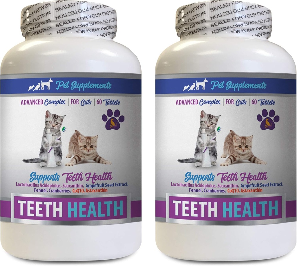 cat Mauvais soins respiratoires - CAT Santé des dents - Complexe avancé de la bouche - Immune Boost - Vitamine b12 pour les chats - 2 bouteilles (120 comprimés)