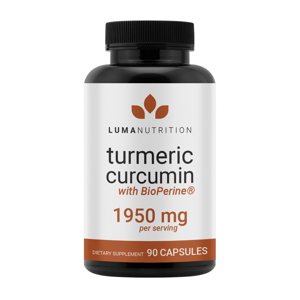 Luma Nutrition Turmeric Curcumin mit schwarzem Pfeffer - 95% Curcuminoids - 1950mg Pro Serving - Premium Turmeric Supplement - mit BioPerine für Max Absorption - Made in USA - 90 Kapseln