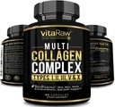 Pilules de collagène 1800 mg - Suppléments multicollagènes (types I, II, III, V et X) Pilules de collagène non OGM de la Fed d'herbe pour cheveux, peau et articulations - Poudre hydrolysée de protéines de collagène