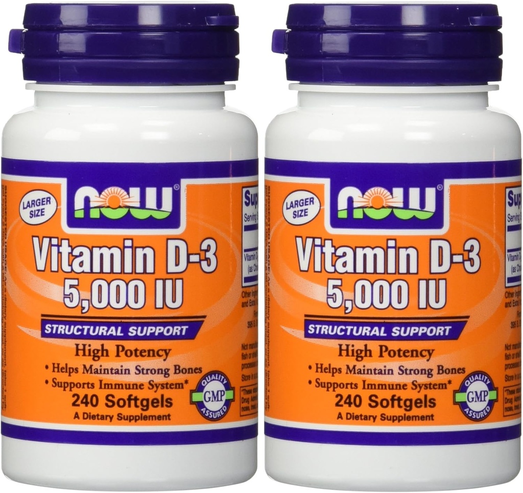 JETZT Lebensmittel Vitamin D3 5000 Iu, 240-softgels (Pack von 2)