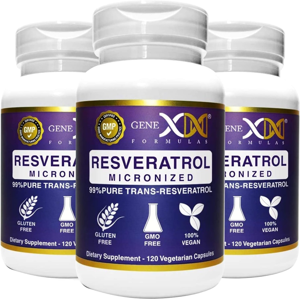 Genex Formeln 99% Micronized Trans-Resveratrol mit BioPerine für Absorption 1000mg | Pure Organic Pharmaceutical Grade Trans-Resveratrol Kapseln für gesundes Altern, 120 Kapseln (3)