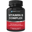 Vitamin B Komplex Vitamine B12, B1, B2, B3, B5, B6, B7, B9, Folsäure - Super B Komplex Vitamine für Frauen, Männer, Erwachsene - 90 Vegetarische Kapseln