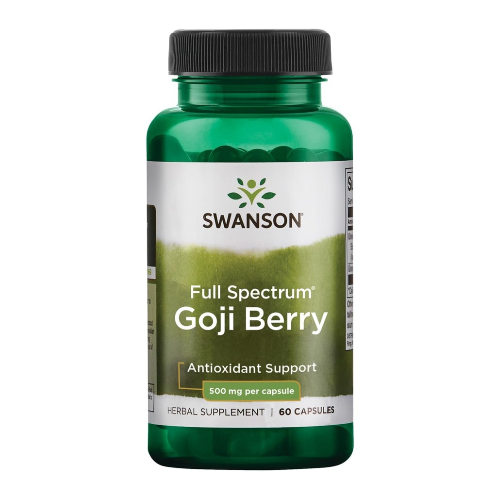 Swanson Goji Berry Wolfberry Livery Rein Eye Support 500 Milligrammes 60 Capsules