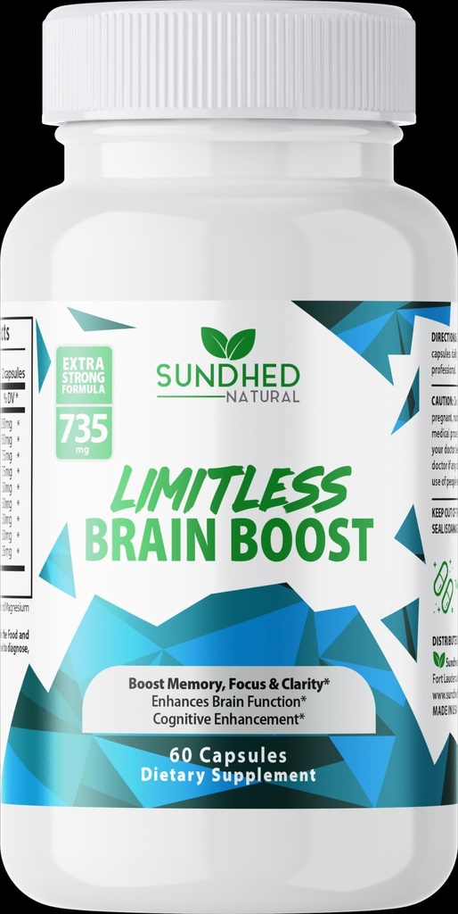 Limitless Brain Boost (60 Caps) - Gedächtnis, Fokus, mentale Klarheit - Nootropics Wissenschaftliche Formel für Leistungssteigerung, Super Ginkgo Biloba, St John Wort Extract, DMAE