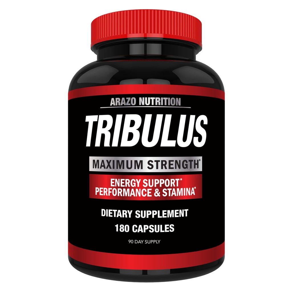 Arazo Nutrition Tribulus Terrestris 1500mg Extraktpulver – 180 Kapseln - Energie-Booster mit Estrogen Blocker
