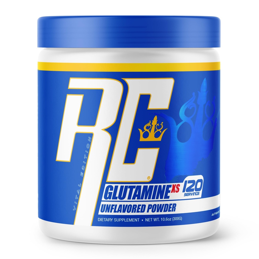 Ronnie Coleman Série Signature Poudre de glutamine, Supplément pour la récupération musculaire après l'entraînement, Suppléments avec L-Glutamine pour les hommes et les femmes, Soutien de la force, Mélange de boisson non aromatisé, 120 portions