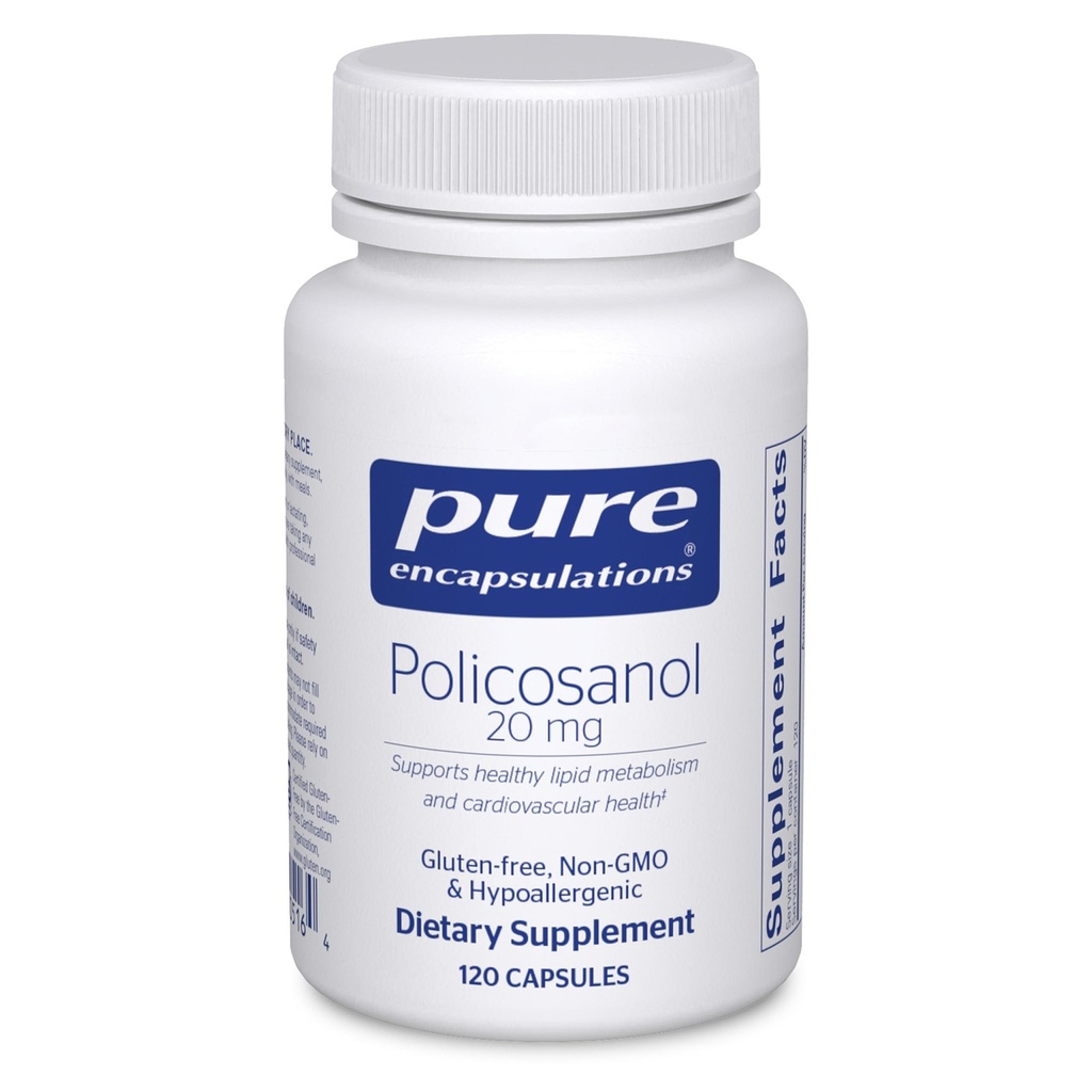 Pure Encapsulations Policosanol 20 mg | Hypoallergene Ergänzung Unterstützt gesunde Lipid Stoffwechsel und Herz-Kreislauf-Funktion | 120 Kapseln