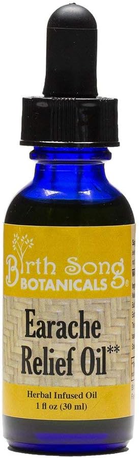 Chanson de naissance Botaniques Huile d'oreille à base de plantes, gouttes d'oreilles naturelles, mélangées avec des fleurs d'ail et de mulléine, pour les enfants, adultes, bébé, 1oz