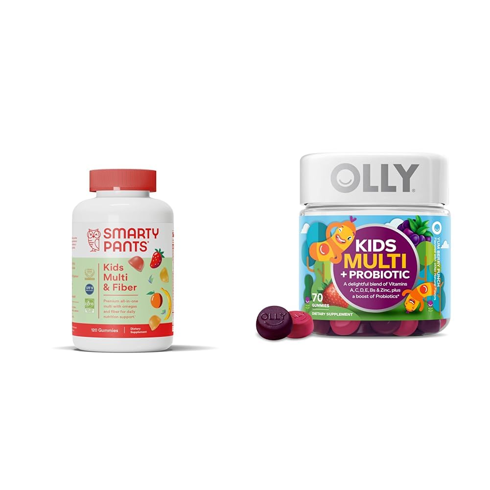 SmartyPants Gommies multivitamine pour enfants et supplément fibreux: Omega 3 Huile de poisson et OLLY Enfants Multivitamine + Gommy probiotique, soutien digestif et immunitaire