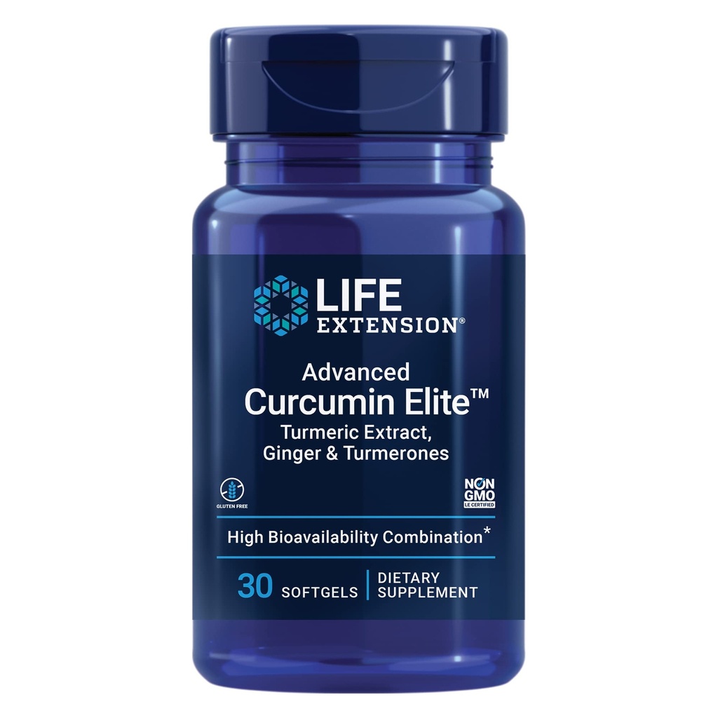 Estensione di vita Advanced Curcumin Elite Turmeric Extract, Ginger & Turmerones – per l'Inflammation Health Support and Cardiovascular & Brain Health – Gluten-Free, Non-GMO – 30 Softgels