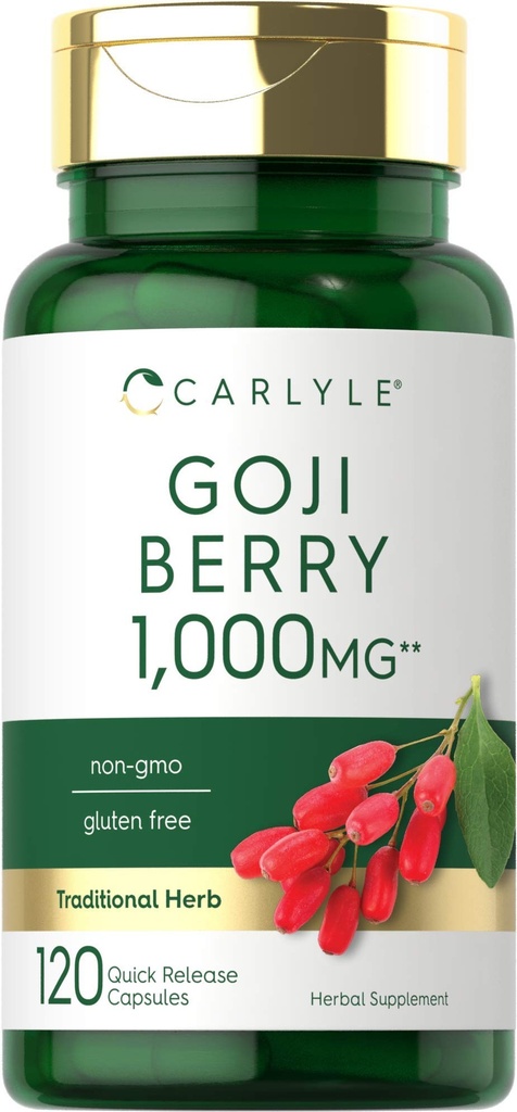 Carlyle Goji Berry 1000mg | 120 Kapseln | Konzentrierter Extrakt aus Wolfberry Pflanze | Non-GMO, Glutenfrei