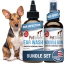 PetSilver - Wound & Skin Spray (4 fl oz) und Ear Wash (8 fl oz) mit patentiertem Chelat Silber - Wound Care, Hot Spot, & Itch Relief Spray - Ohr Reiniger & Behandlung für Katzen und Hunde - Made in USA