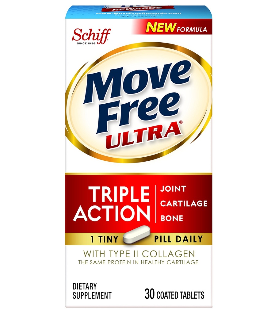 Move Free Ultra Triple Action, 30 compresse - Joint Health Supplement with Type II Collagen, Boron e HA
