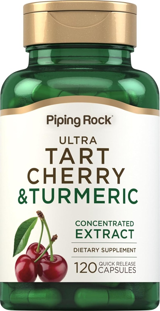 Piping Rock Turmeric und Tart Cherry Capsules | 120 Count | mit schwarzem Pfeffer Extrakt | Vegetarisch, Non-GMO, Gluten kostenlose Ergänzung