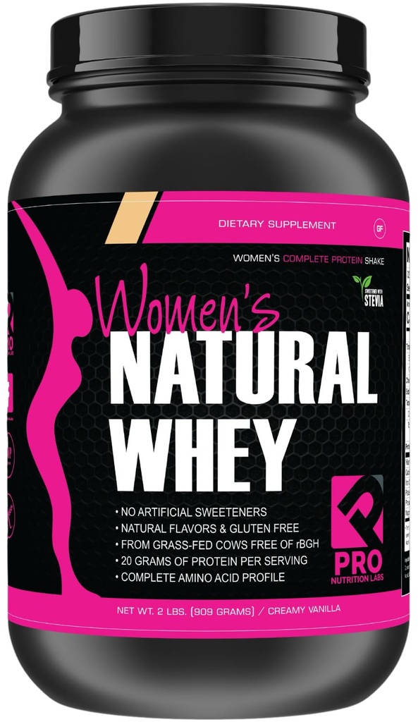Whey Protein Pulver für Frauen Vanille Pulver - Low Carb Gluten-Free Grass-Fed rBGH-Free - Unterstützt Gewichtsverlust - Natürliche Stevia Sweetened Protein Shake, 20g (Creamy Vanilla, 2lb)