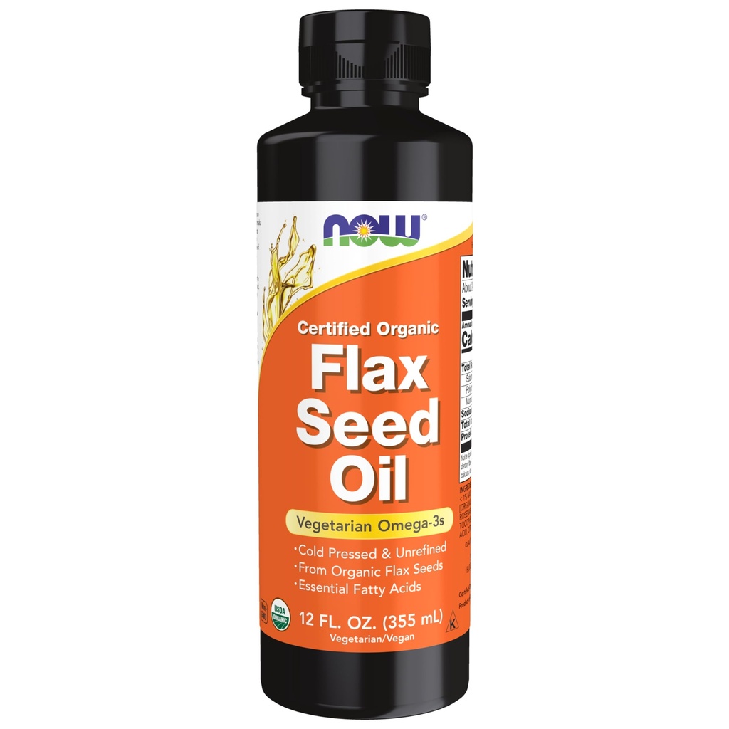 JETZT Nahrungsergänzungsmittel, Certified Organic Flax Seed Oil Liquid, Cold-Pressed und Unrefined, 12-Ounce