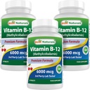 Best Naturals Vitamin B-12 as Methylcobalamin (Methyl B12), 6000 mcg 60 Sublingual Tablets (60 Count (Pack of 3))