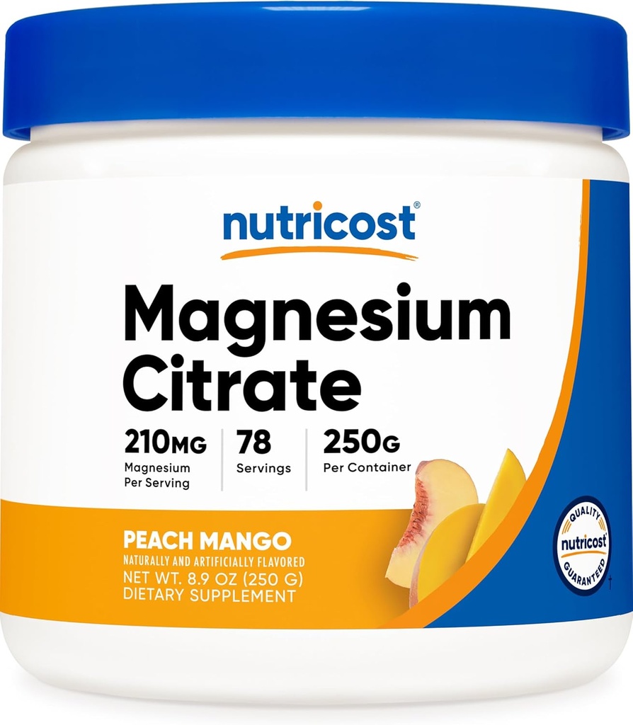 Nutricost Magnesium Citrat Pulver (Peach Mango, 250 Gramm)