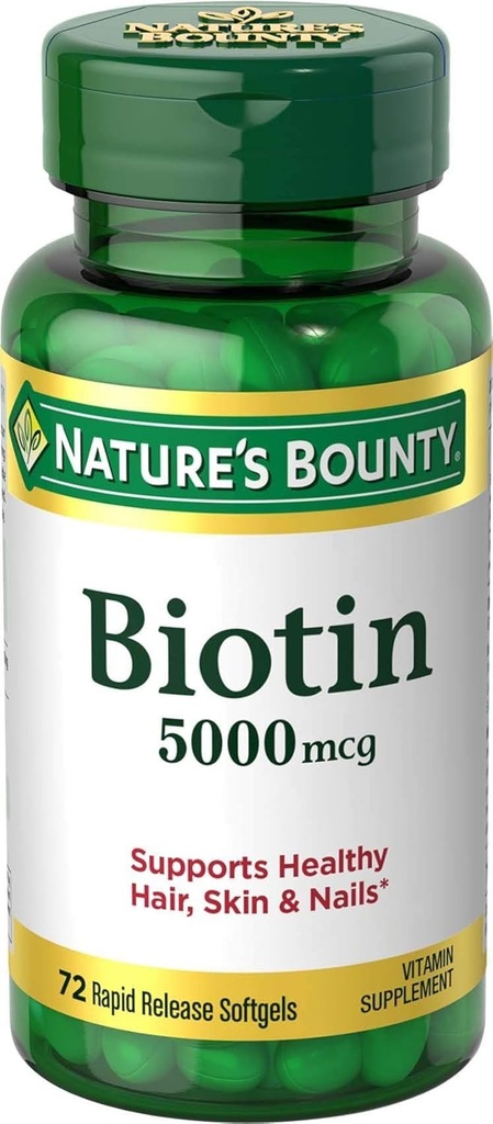Nature's Bounty Biotin 5000 mcg Liquid Softgels 72 ea (Pack mit 5)