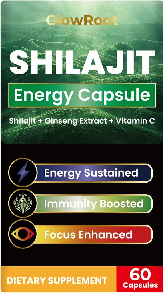 Shilajit Capsules, High Grade Shilajit aus Himalaya, Abundant Fulvic Acid & 85+ Trace Minerals, Glutenfrei, Ohne Zusatz von Zucker Shilajit Kapseln für Männer und Frauen