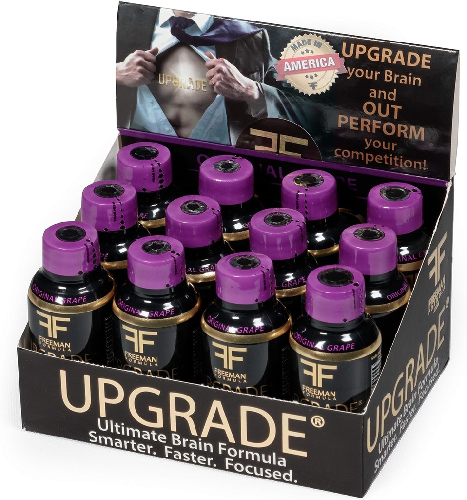 Mise à niveau du supplément Cerveau - Améliore Mémoire, Concentration, Focus & Clarity - Mélange propriétaire d'AAKG avec Beta Alanine, Alpha GPC, Green Tea & Ginkgo Biloba-2 Fl oz (12 Pack)