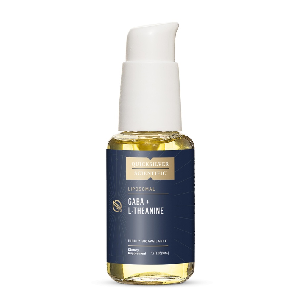 Quicksilver Scientific Liposomal GABA + L Theanine - Calm, Stress Response & Brain Support - Bioverfügbare GABA Supplement mit L Theanine 100mg (1.7oz/50ml)