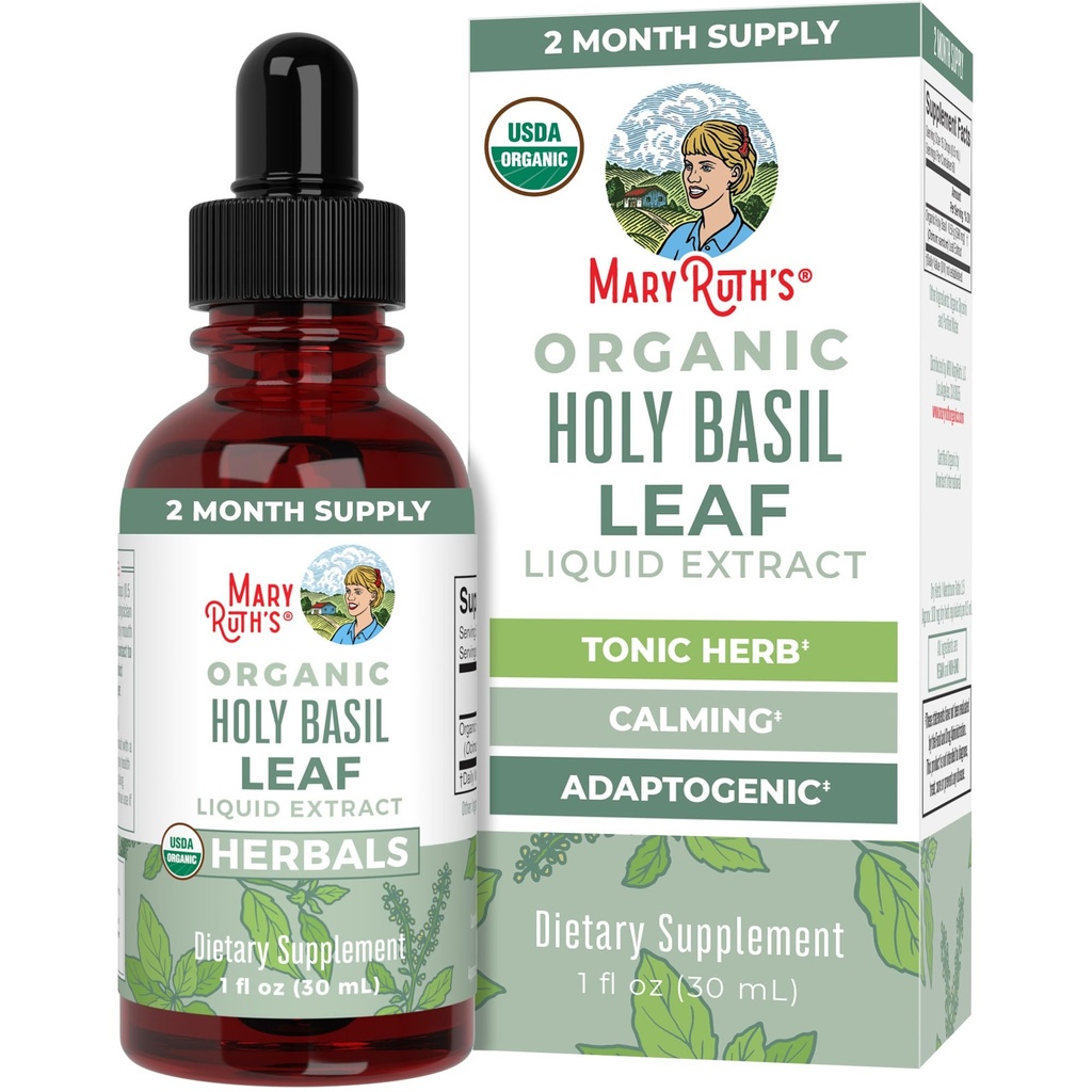MaryRuth Organics Holy Basil Sugar Free | Tulsi Holy Basil Herbal Liquid Drops | Antioxidant | Kognitive Funktion | Verdauungsunterstützung | Energie Levels | Vegan | Non-GMO | 1 Fl Oz