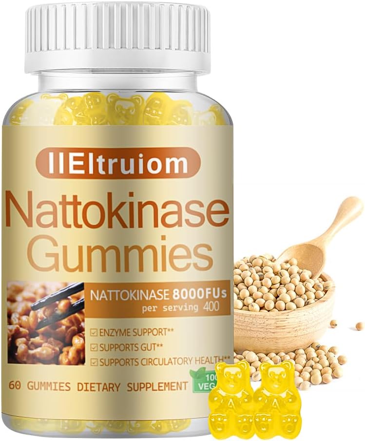 Nattokinase Supplement 8.000 FU(400mg) Pro Servieren, Hawthorn & Beet Root Extract, Nattokinase Gummies Traditionelle Natto Extract Quelle, 60 Zähler