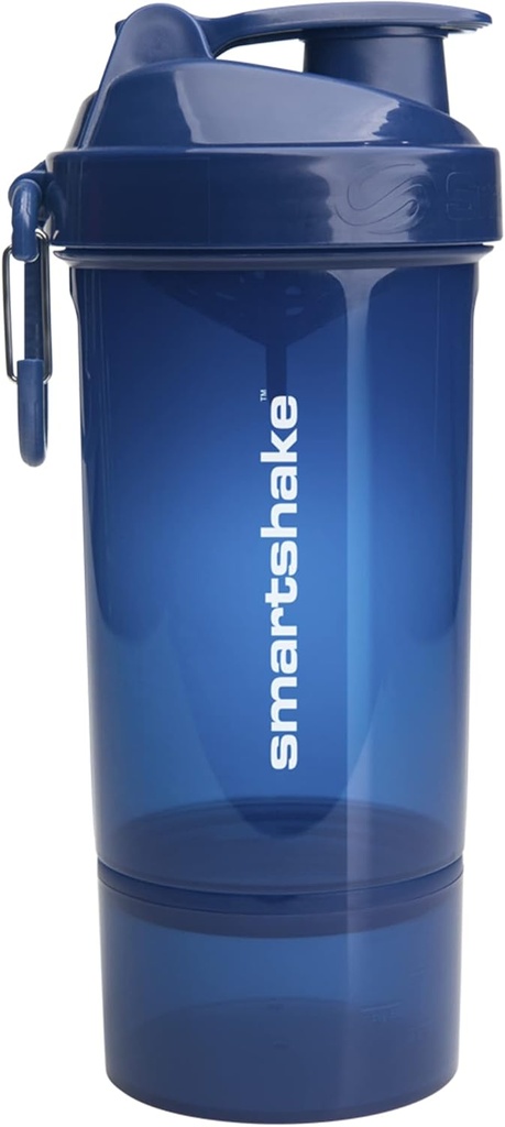 Smartshake O2GO ONE Plastic Protein Shaker Bottiglia 800 ml | 27 oz - Leakproof Screw-on Lid - BPA Free – Unisex - Navy Blue