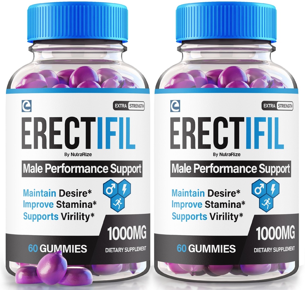 (2 Pack) Erectifil Gummies, Erectifil 1000 MG Gummies, All-Natural Formula Support for Men, Premium Male Supplement for Overall Health and Peak Performance, Erec tifil Gomitas Recensioni (120 Gummies)