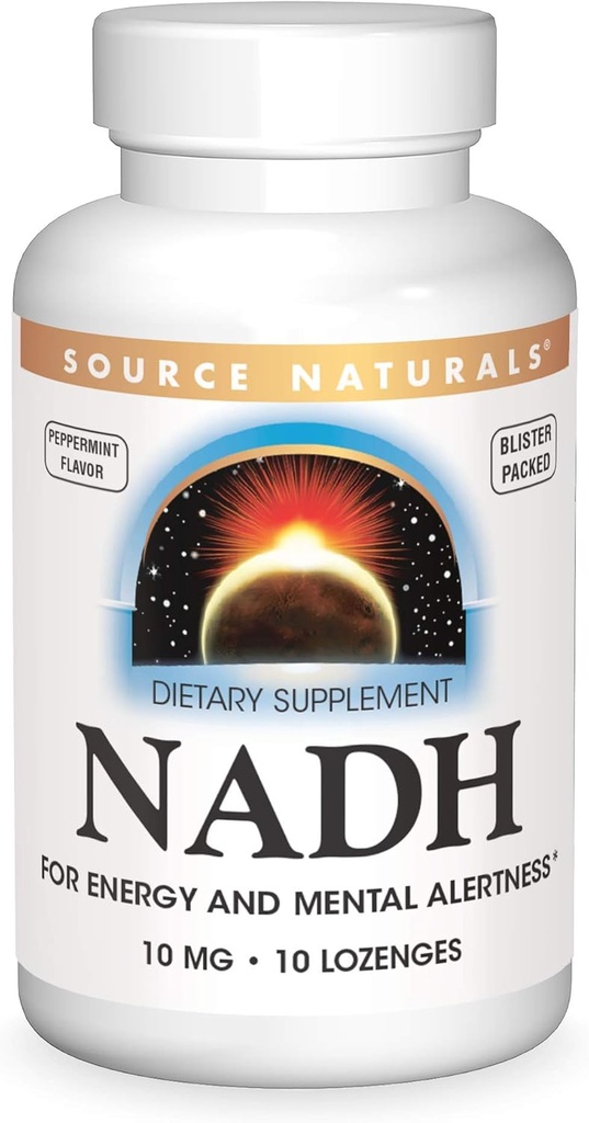 Sorgente Naturals NADH 10mg, Aumentare l'Energia e l'Alertness Mentale - 10 compresse