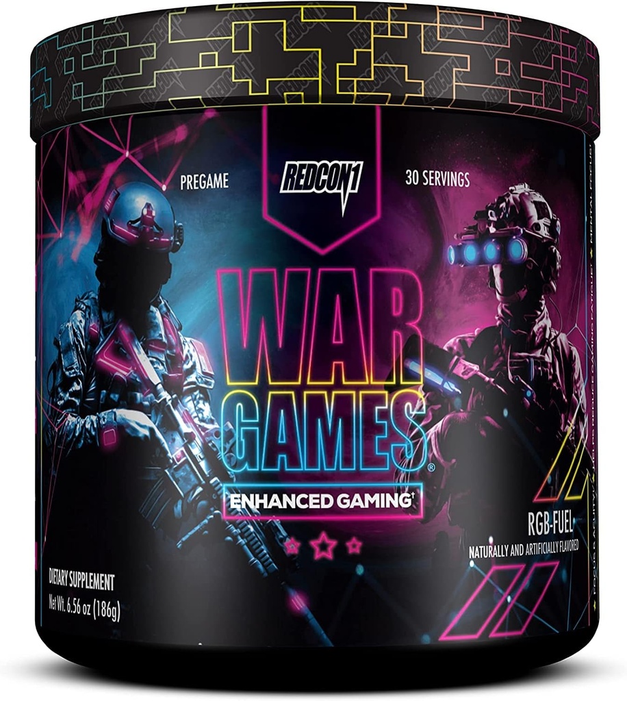 REDCON1 Jeux de guerre, RGB-Fuel - Keto Friendly Focus Formula - Supplément Focus avec Nootropics + Extrait de Thé Vert - Basse Caféine Yerba Mate avec TeaCrine & Dynamine (30 portions)