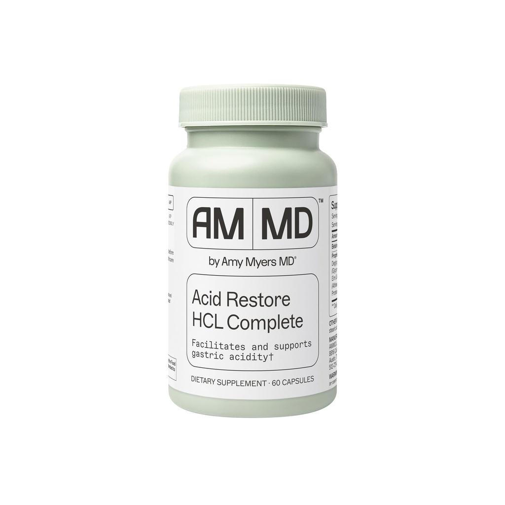 Amy Myers MD Acid Restore con Betaine & HCL - Supplemento per il supporto Digestivo & Gut Health - con Slippery Elm Bark - Non OGM, Gluten-Free & Non-Dairy - 60 Capsule (60 Serve)