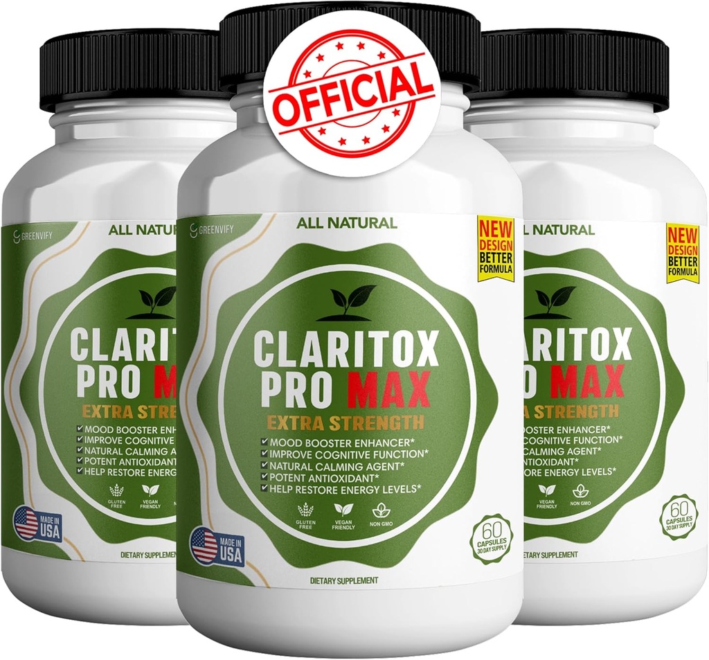 Claritox Pro Max Supplément de force supplémentaire, Booster d'humeur, Enhancer de fonction cognitive, 180 capsules (3)