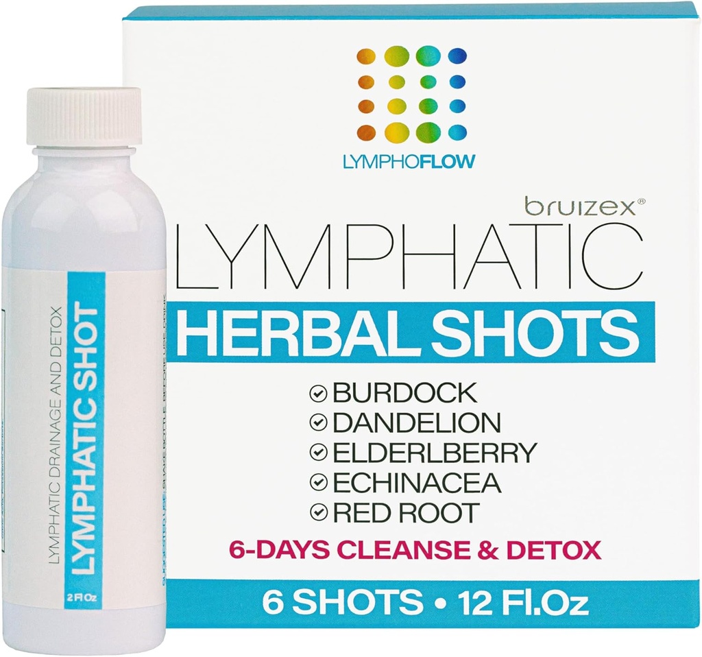Lymphatic Drainage Shots, Drink Supplment für Full Body Lymphatic Cleanse & Detox, Unterstützung Lymphedema, Lipedema, & Liposuction Recovery, Post Massage & Manual Drainage, 12 Oz Jeder (6-Pack)