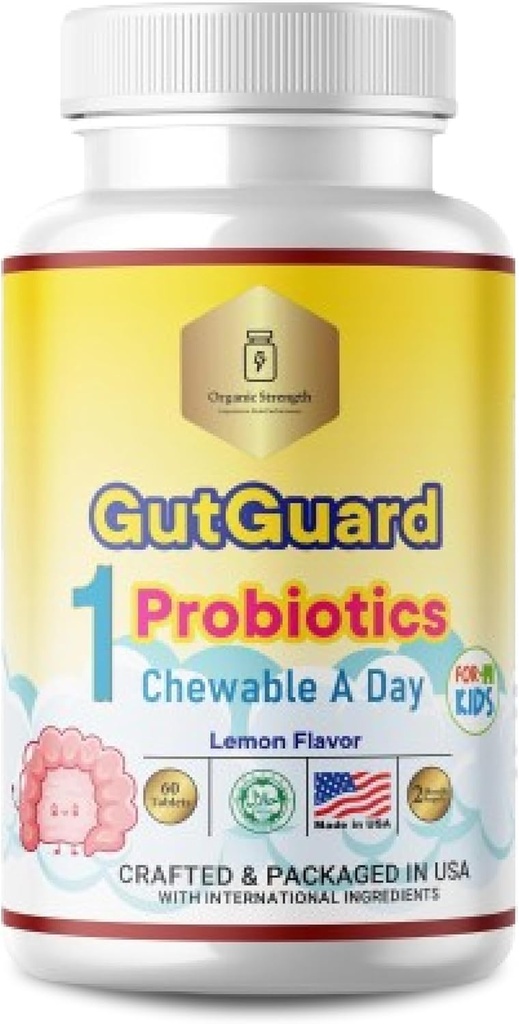 Probiotici per bambini per Gut Health | Limone Flavor, Halal Childrens Probiotic | 1 al giorno per bambini età 4-12. Probiotici per bambini, Promuovere il supporto digestivo e il benessere.