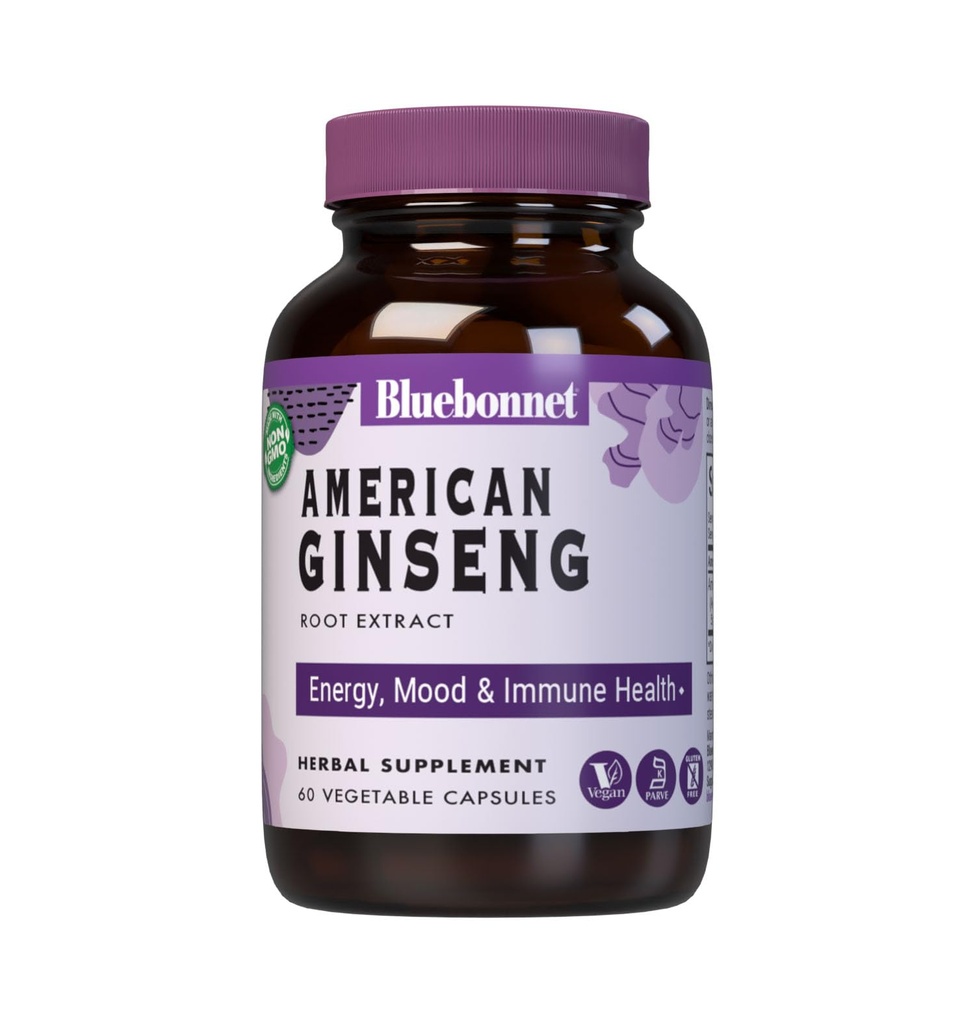 Supplément d'extrait de racine de ginseng américain BlueBonnet, 60 comtes