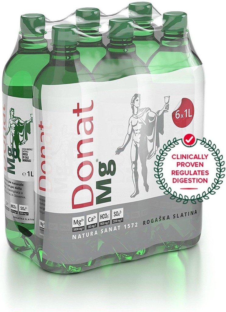 Natürliches Magnesiumwasser - 1000mg Magnesium in 1000ml ''Donat Mg''' Bulk Pack 6x1L