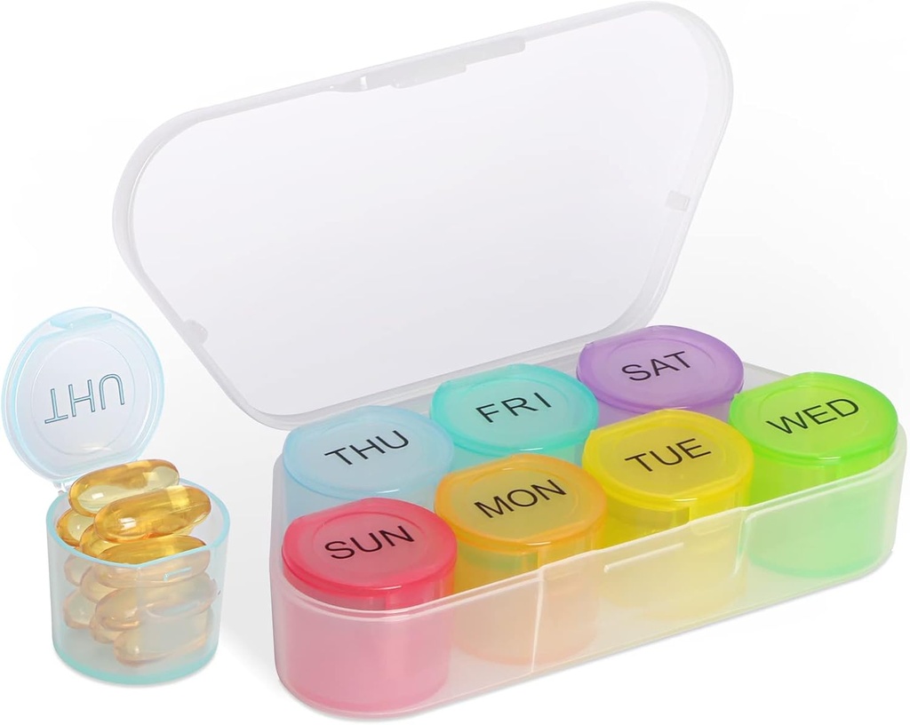NatureTouch Weekly Pill Organizer, BPA kostenlose Medizin Organizer Rainbow 7 Tage Pille Box, Täglich tragbare Pille Conatainer für Pillen/Vitamin/Fish Oil/Supplements [Letzte Version]