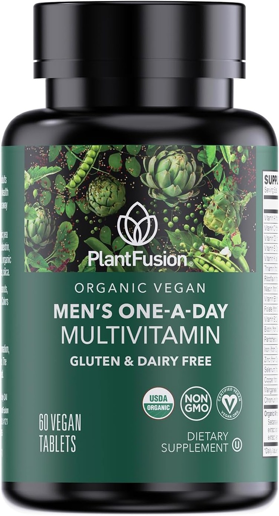 PlantFusion Organic Multivitamin für Herren - Eine tägliche Ganze Lebensmittelmischung Men's Multivitamin - Vegan, Non-GMO, Gluten Free & Dairy Free - 60 Tabletten (2 Monate Versorgung)